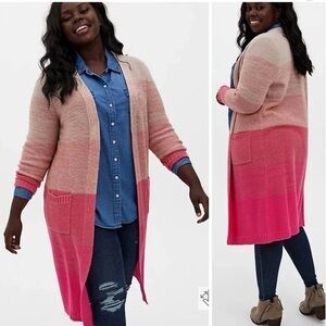 TORRID Gradient Pink Long Sleeve Duster Cardigan